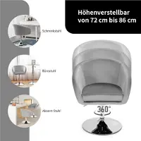 Selius Drehsessel mit verstellbarer Sitzhöhe und weicher Samtbezug – 360° drehbar – maximale Belastbarkeit: 120 kg