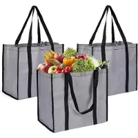 Benza Ibenzoa Große wiederverwendbare faltbare Einkaufstasche 34,5 L (40×24×35 cm) aus 600D Oxford, bis 15 kg, maschinenwaschbar, verstärkte Nylongriffe, 3er-Set