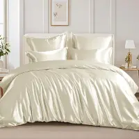 Merkloos Omgoods – Bettwäsche 200 x 200 cm, Luxus – Bettbezug 200 x 200 – Kissenbezüge 80 x 80 – Satin Bettwäsche – Glänzende Bettwäsche – Angenehm für Haut und Haare