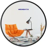 OEM Runder Wandspiegel 70x70 cm, schwarz gebürsteter Metallrahmen