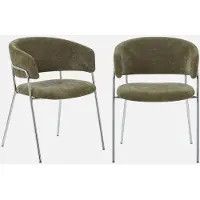 Sweeek - 2er-Set Vintage-Sessel mit verchromtem Gestell und Stoffbezug - Khaki