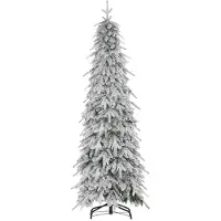 Moonbite Weihnachtsbaum künstlich 180 cm schlank, 600 Zweige mit Kunstschnee, Auto-Öffnung, formbare Äste, flammhemmend, Metall, Grün