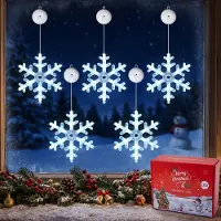 Dripio 5er Set Fensterlichter Schneeflocke, 60 LED, kaltweiß, Timer
