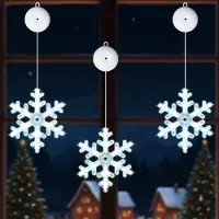 OEM 3er Set Fensterlichter Schneeflocke, kaltweiß, LED, Batteriebetrieb
