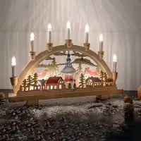 OEM Weihnachtslichtbogen aus Holz, 10 Kerzen, 45x34 cm, mit Schalter