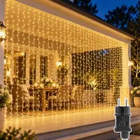 Dripio Lichtgordijn 6x3 m, 600 LEDs, warmweiß, IP44, Timer, 8 Modi