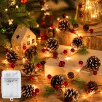 OEM Weihnachtsgirlande 2m mit 20 LED-Lämpchen, batteriebetrieben, Timer