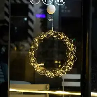 OEM LED-Lichtkranz rund 20/28 cm, warmweiß, batteriebetrieben, für Fenster