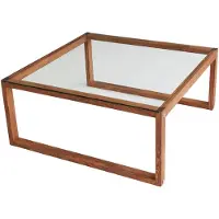 Skye Decor , Via, Couchtisch, Hölzern, 100 % gehärtetes Glas, 90 x 90 x 40 cm