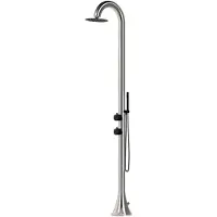 Sined LUNA DUO INOX NERA – Freistehende Außendusche aus AISI 316L Edelstahl – Edelstahl/Schwarz – Handbrause – Warm- und Kaltwasser