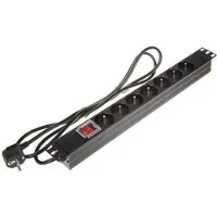 Delta 19-Zoll-Rack-Steckdosenleiste 7-fach, 1 HE, 16 A, 4000 W, Schalter, 1,8 m