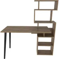 Skye Decor , Vina - Walnut, Schreibtisch, Nussbaum, 100 % MELAMINBESCHICHTETE SPANPLATTEN, 133 x 55 x 146,4 cm