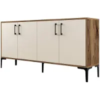 Skye Decor , Kiev 160 - Walnut, Cream, Konsole, Nussbaum, 100 % MELAMINBESCHICHTETE SPANPLATTEN, 160 x 35 x 78 cm