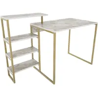Skye Decor , Rino - Gold, Schreibtisch, Gold, 100 % MELAMINBESCHICHTETE SPANPLATTEN, 133 x 60 x 76,8 cm