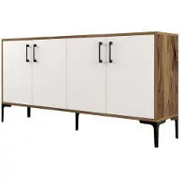 Skye Decor , Kiev 160 - Walnut, White, Konsole, Nussbaum, 100 % MELAMINBESCHICHTETE SPANPLATTEN, 160 x 35 x 78 cm