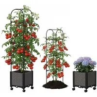 Merkloos Omgoods – Erhöhtes Hochbeet mit Rankgitter und Rollen für Kletterpflanzen