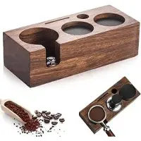 FEELNEEDY Koffietamperstation Walnoot 51 mm - Holz Tamper Halter - für Espresso, Barista und Koffiezetten