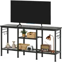 OEM Schreibtisch mit offenem Regal, für Monitore/TVs bis 55 Zoll, schwarz