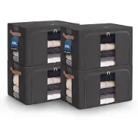 OEM Faltbare Aufbewahrungsboxen 4er-Set, 66L, mit Metallrahmen, Grau