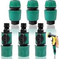 FEELNEEDY Gartenschlauch Koppelingen Set 3 Stück Grün - Wasserdicht mit Afsluitventiel - für 1/2 Inch Schlauch und Garten