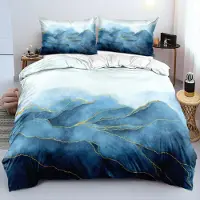 Sonstiges Bettwäsche-Set 3-teilig Marmor Weiß Gold Mikrofaser 155x220 cm + 2x 80x80 cm