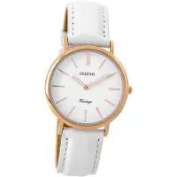 Oozoo Vintage Series Damenuhr Quarzuhr Analog mit Lederarmband weiß D3UOC9317