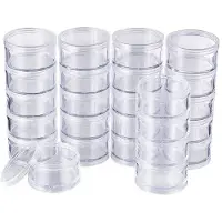 OEM 25er-Set stapelbare Aufbewahrungsboxen aus Kunststoff, transparent, rund