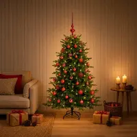 Syfax Künstlicher Weihnachtsbaum mit Weihnachtskugel 150 cm 150 LEDs