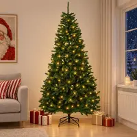 Syfax Künstlicher klappbarer Weihnachtsbaum 210 cm 300 LEDs