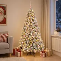 Syfax Künstlicher Weihnachtsbaum mit Weihnachtskugel 180 cm 300 LEDs