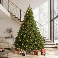 Syfax Künstlicher klappbarer Weihnachtsbaum 270 cm 600 LEDs