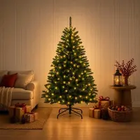 Syfax Künstlicher klappbarer Weihnachtsbaum 180 cm 300 LEDs