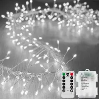 Dripio Lichterkette 3 m, 100 LED, Silberdraht, batteriebetrieben, 8 Modi, weiß