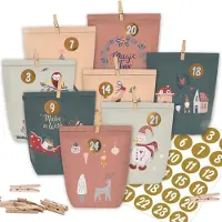 Dripio Adventskalender zum Selbstbefüllen, 24 Papier-Tüten mit Zahlenstickern