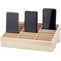 Merkloos Telefonablage mit 24 Fächern – Holzorganizer – Handy-Management – Schreibtisch, Büro, Besprechungen – Maße: 30,8 x 19 x 10,5 cm – Handyhalterung