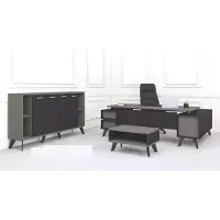 AEA Arbeitszimmer Büro Möbel Schreibtisch Couchtisch Luxus Aktenschrank 3tlg Set