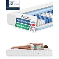 AM Qualitätsmatratzen | ergonomische 7-Zonen Taschenfederkernmatratze | 120x200 cm | H3 | 120/200 | Federkernmatratze | Härtegrad H3 | 7 Zonen | 20 cm Höhe