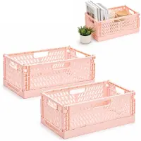 Merkloos Set aus 2 zusammenklappbaren Aufbewahrungsboxen in Rosa