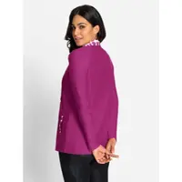 Inspirationen Shirtjacke "Shirtjacke", Damen, Gr. 40, lila (magenta, ecru, gemustert), 92% Polyester, 8% Elasthan, gemustert, mehrfarbig, unifarben, Shirts Shirtjacke