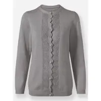 Inspirationen Strickjacke , Damen, Gr. 40, grau (steingrau, meliert), 50% Baumwolle, 50% Polyacryl, meliert, unifarben, Strickjacken Strickjacke