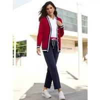 Sieh an! Strickjacke CLASSIC BASICS, Damen, Gr. 52, rot (rot, marine), 100% Polyacryl, gemustert, mehrfarbig, Strickjacken Strickjacke