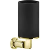 Gessi Inciso Becherhalter zur Wandmontage, mit festem Becher schwarz matt, 58508246, Farbe: Gold PVD