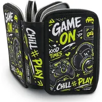 OEM Gaming-Etui, 3 Fächer, groß, für Schule, Jungen, Teenager, Schwarz
