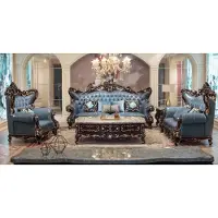 AEA Blau Wohnzimmer Set Sofa 3+2+1 Sitzer s Komplettes Kunstleder