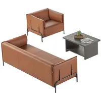 AEA Sitzmöbel 3tlg Braun 3-Sitzer Sessel Grau Farbe Couchtisch Arbeitszimmer