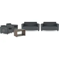 AEA Edle Schwarze Büromöbel Edler Arbeitszimmer Dreisitzer Couchtisch Sessel