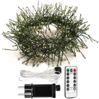 Dripio LED-Lichterkette 15 m, 500 warmweiße LEDs, grüner Draht, Fernbedienung