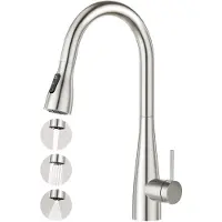 Crea Küchenarmatur mit Brause ausziehbar, Einhebelmischer Spültischarmatur, 3 Wasserstrahlarten, gebürstet