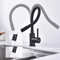 Sonstiges Küchenarmatur Spültischarmatur 360° drehbar, flexibel, 2 Strahlarten, Edelstahl, schwarz matt