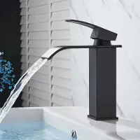 Sonstiges Waschtischarmatur Wasserfall Einhebelmischer Messing Edelstahl Schwarz Wassersparend